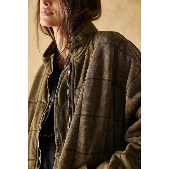 Free People Dolman Quilted Knit Jacket Top Oversized Zip-up Slouchy XS 283127 - Picture 6 of 12